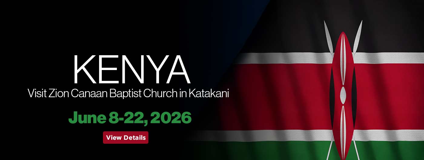 a black banner with the Kenyan flag to advertise the kenya trip. click for details