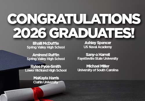 class of 2026 advertisement with cap and diploma and names of graduates