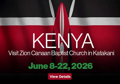 a black banner with the Kenyan flag to advertise the kenya trip. click for details